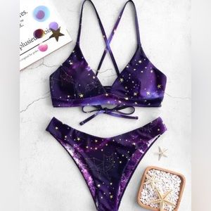 Zaful Purple Zodiac Galaxy Bikini Set